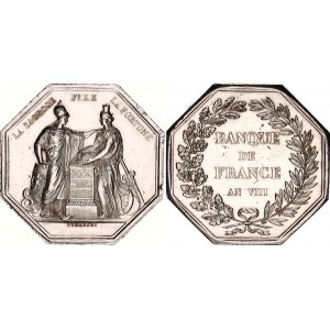 France Octagonal Silver Jeton Bank of France 1800 L'An 8