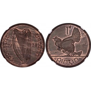 Ireland 1 Penny 1928 NGC MS 63 BN