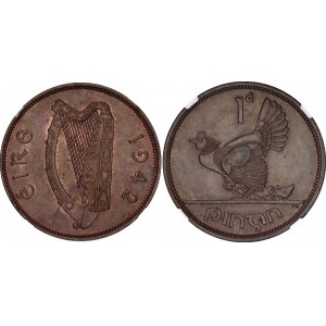 Ireland 1 Penny 1942 NGC MS 64 BN