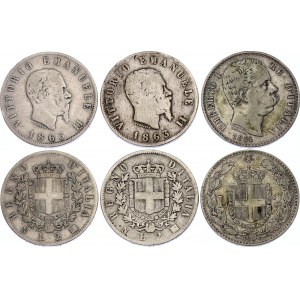 Italy 3 x 2 Lire 1863 - 1884