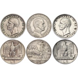 Italy 1 & 2 x 5 Lire 1913 - 1930 R