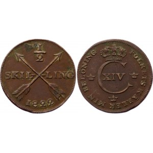 Sweden 1/2 Skilling 1822