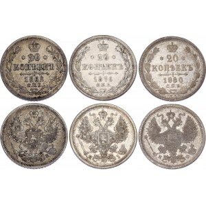 Russia 3 x 20 Kopeks 1862 - 1880