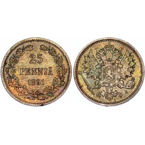 Russia - Finland 25 Pennia 1891 L