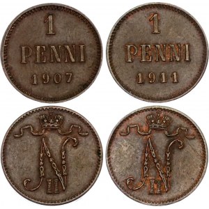 Russia - Finland 2 x 1 Penni 1915 - 1917 S