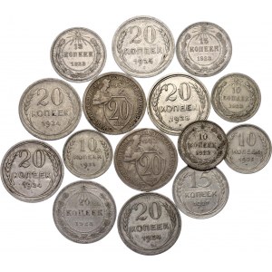 Russia - USSR Lot of 15 Coins 1923 - 1932