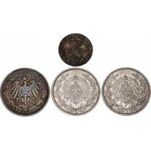 Germany 1 Kreuzer & 3 x 1/2 Mark 1869 - 1919