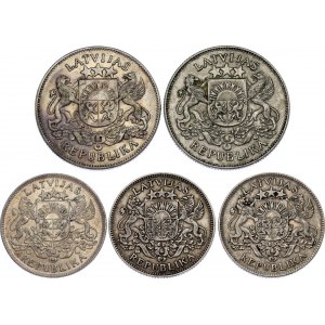 Latvia Lot of 5 coins 1924 - 1925