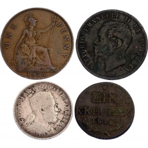 World Lot of 4 Coins 1816 - 1935