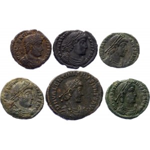 Roman Empire 6 x 1 Follis 364 - 375 AD Different Types