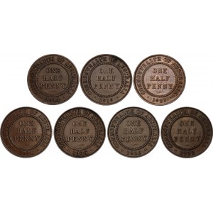 Australia 7 x 1/2 Penny 1914 - 1936