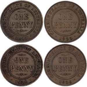Australia 4 x 1 Penny 1911 - 1936