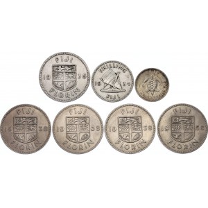 Fiji Lot of 7 Coins 1942 - 1958
