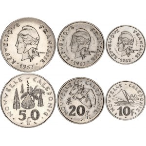 New Caledonia 10 - 20 - 50 Francs 1967