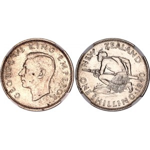 New Zealand 1 Shilling 1940 NGC AU 58