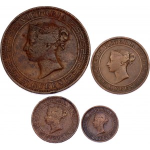 Ceylon 1/4 - 1/2 - 1 - 5 Cents 1870