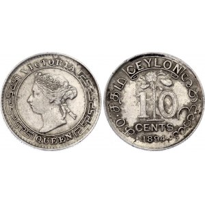 Ceylon 10 Cents 1894