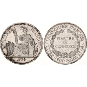 French Indochina 1 Piastre 1924 A