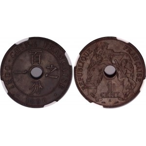 French Indochina 1 Centime 1896 A NGC UNC