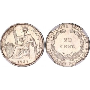 French Indochina 20 Centimes 1937 NGC UNC
