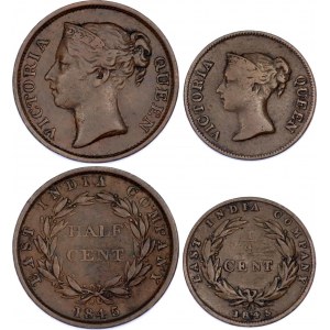 Straits Settlements 1/4 - 1/2 Cent 1845