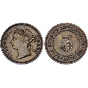 Straits Settlements 5 Cents 1885