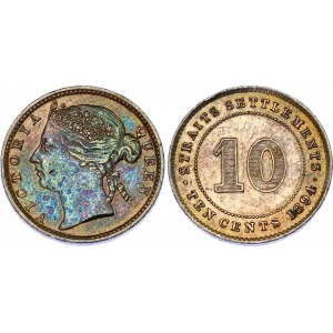 Straits Settlements 10 Cents 1894