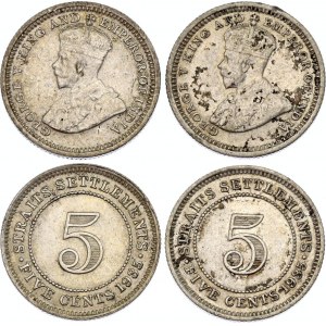 Straits Settlements 2 x 5 Cents 1935