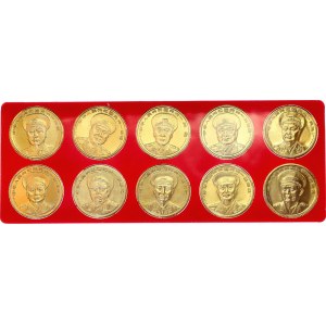 China Set of 10 Gold Plated Medals New China 1993