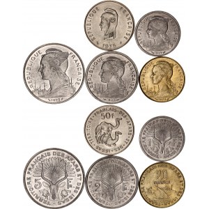 French Afars & Issas 1 - 2 - 5 - 20 - 50 Francs 1975