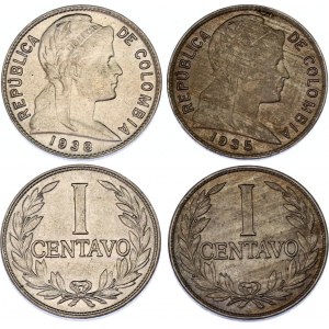 Colombia 1 Centavo 1935 & 1938 Philadelphia mint