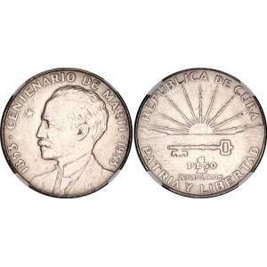Cuba 1 Peso 1953 NGC AU