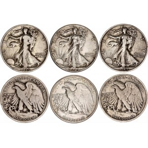 United States 3 x 1/2 Dollar 1939 - 1944