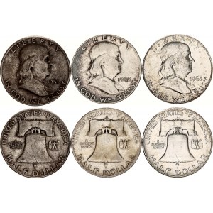 United States 3 x 1/2 Dollar 1951 - 1963