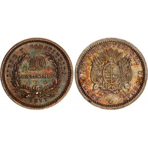 Uruguay 10 Centesimos 1877 A