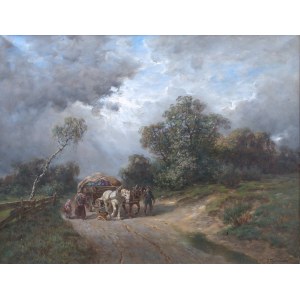 Désiré Thomassin (1858 Vienna - 1933 Munich), Landscape with a Harnessed Carriage