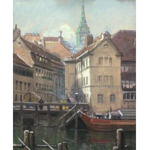 Bruno Bielefeld (1879 Blumenau-1973 Berlin), Blick auf die Stadt mit Yachthafen