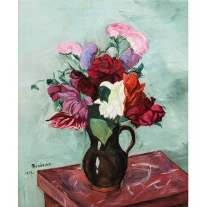 Szymon Mondzain (1888 Chelm - 1979 Paris), Dahlias in a clay vase, 1927