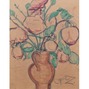 Kazimierz Zielenkiewicz Kaziel (1906 Sosnowiec - 1988 Isle Brewers), Kwiaty w wazonie