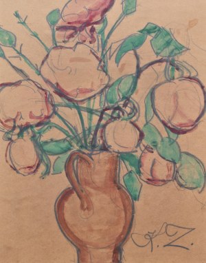 Kazimierz Zielenkiewicz Kaziel (1906 Sosnowiec - 1988 Isle Brewers), Kwiaty w wazonie