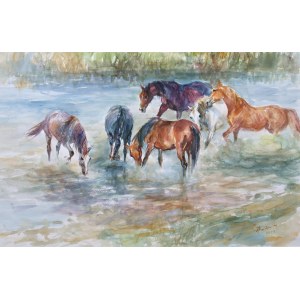 Zenon Aniszewski (b. 1948 Grudziądz), Horses, 2021