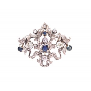 Brooch with sapphires and diamonds
