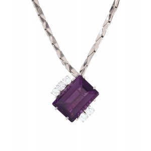 Necklace with amethyst and diamonds, contemporary