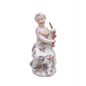 Figurine of a girl with bagpipes, Meissen
