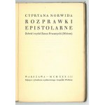 NORWID Cyprian, Rozprawki epistolarne. (Inedita).