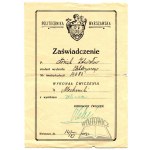 ŁOSIAK Zdzisław, indeks nr. 14682, zaświadczenia.