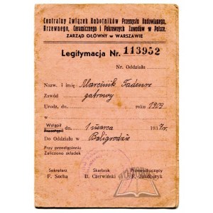 MARCINIK Tadeusz, legitymacja nr. 113952.