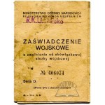 ZAŚWIADCZENIE wojskowe nr. 406074. Seria D.