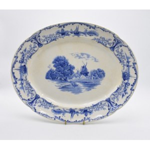 STOKE POTTERY, Półmisek z pejzażem i wiatrakami