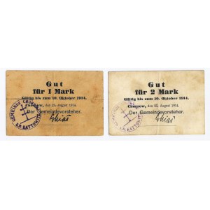 Chorzów, zestaw 2 bonów: 1 i 2 marki, 1914